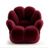Petal Shaped Velvet Lounge Chair with Gold Metal Detail