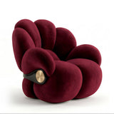 Petal Shaped Velvet Lounge Chair with Gold Metal Detail