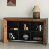 Rustic Wood Storage Cabinet with 6 Open Cubby for Living Room