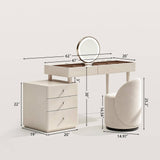 Vanity Desk with Drawer Cabinet and LED Mirror for Bedroom