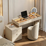 Vanity Desk with Drawer Cabinet and LED Mirror for Bedroom