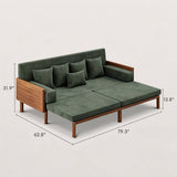 Sectional Foldable Sofa Bed with Wooden Frame for Living Room