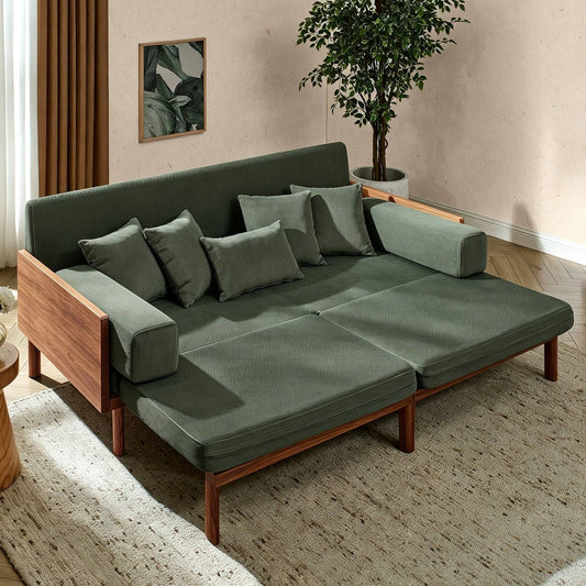 Sectional Foldable Sofa Bed with Wooden Frame for Living Room
