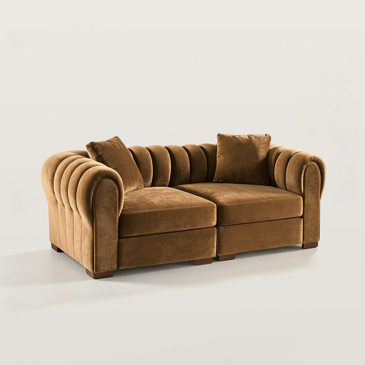 Modular Sofa with Round Arms and Thick Seat Cushions