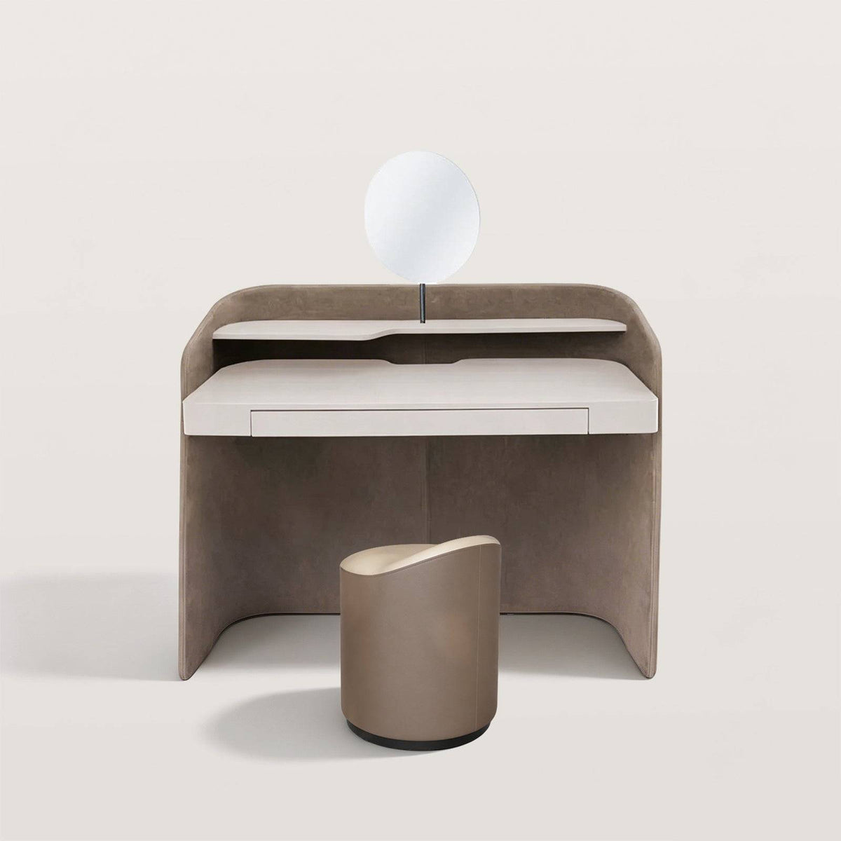 Luxury Upholstered Makeup Vanity with C-shaped Carcass