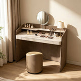 Luxury Upholstered Makeup Vanity with C-shaped Carcass