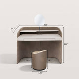 Luxury Upholstered Makeup Vanity with C-shaped Carcass