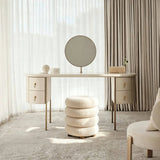 Modern Oval Makeup Vanity with Gold Metal Legs