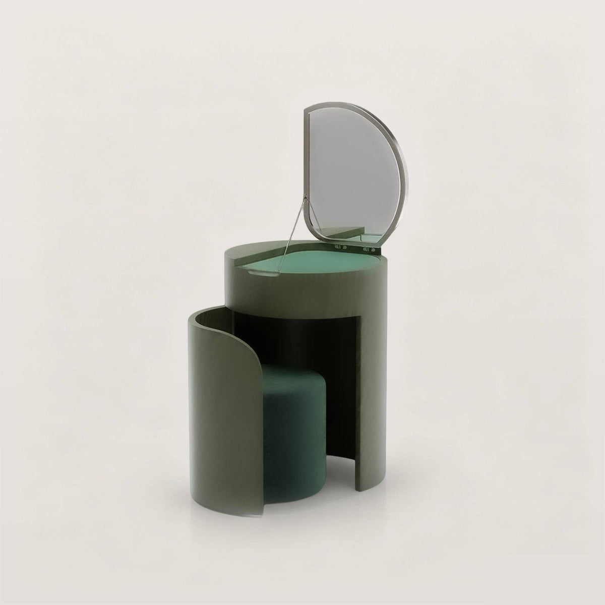 Integrated Makeup Vanity Set with Flip Mirror and Hidden Stool
