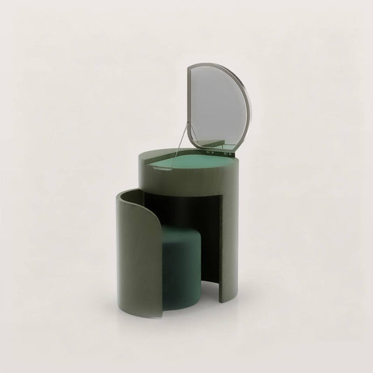 Integrated Makeup Vanity Set with Flip Mirror and Hidden Stool