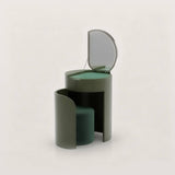 Cylindrical Flip Mirror Makeup Vanity with Matching Stool