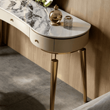 Sintered Stone Makeup Vanity Table with Metal Tapered Legs