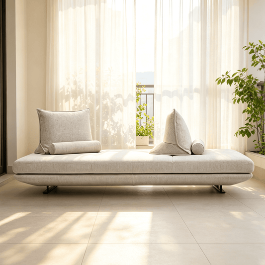 Minimalist Armless Fabric Sofa with Unfixed Backrest