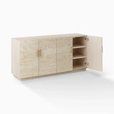 Travertine Textured Cabinet with 4 Doors for Living Room