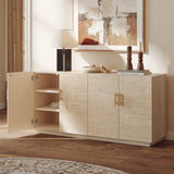 Travertine Textured Cabinet with 4 Doors for Living Room