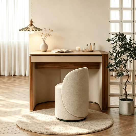 Modern Makeup Vanity with Flip-Top Mirror and Jewelry Storage