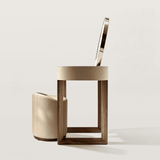 Leather-Wrapped Makeup Vanity Desk with Sintered Stone Top