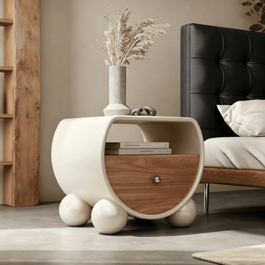 Creative Nightstand with Ball Leg and Open Storage