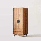 Freestanding Wardrobe Armoire with Drawers and Vertical Strip Decor