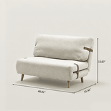 Modern Foldable sofa with Wood Legs and Leather Accent Straps