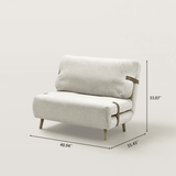 Modern Foldable sofa with Wood Legs and Leather Accent Straps