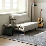 Modern Foldable sofa with Wood Legs and Leather Accent Straps