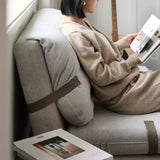 Modern Foldable sofa with Wood Legs and Leather Accent Straps