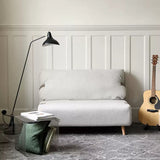 Modern Foldable sofa with Wood Legs and Leather Accent Straps