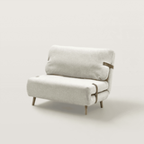 Modern Foldable sofa with Wood Legs and Leather Accent Straps