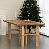 Wooden Dining Table with Thick Top and Reinforced Base
