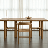 Wooden Dining Table with Thick Top and Reinforced Base