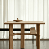 Wooden Dining Table with Thick Top and Reinforced Base