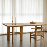 Wooden Dining Table with Thick Top and Reinforced Base
