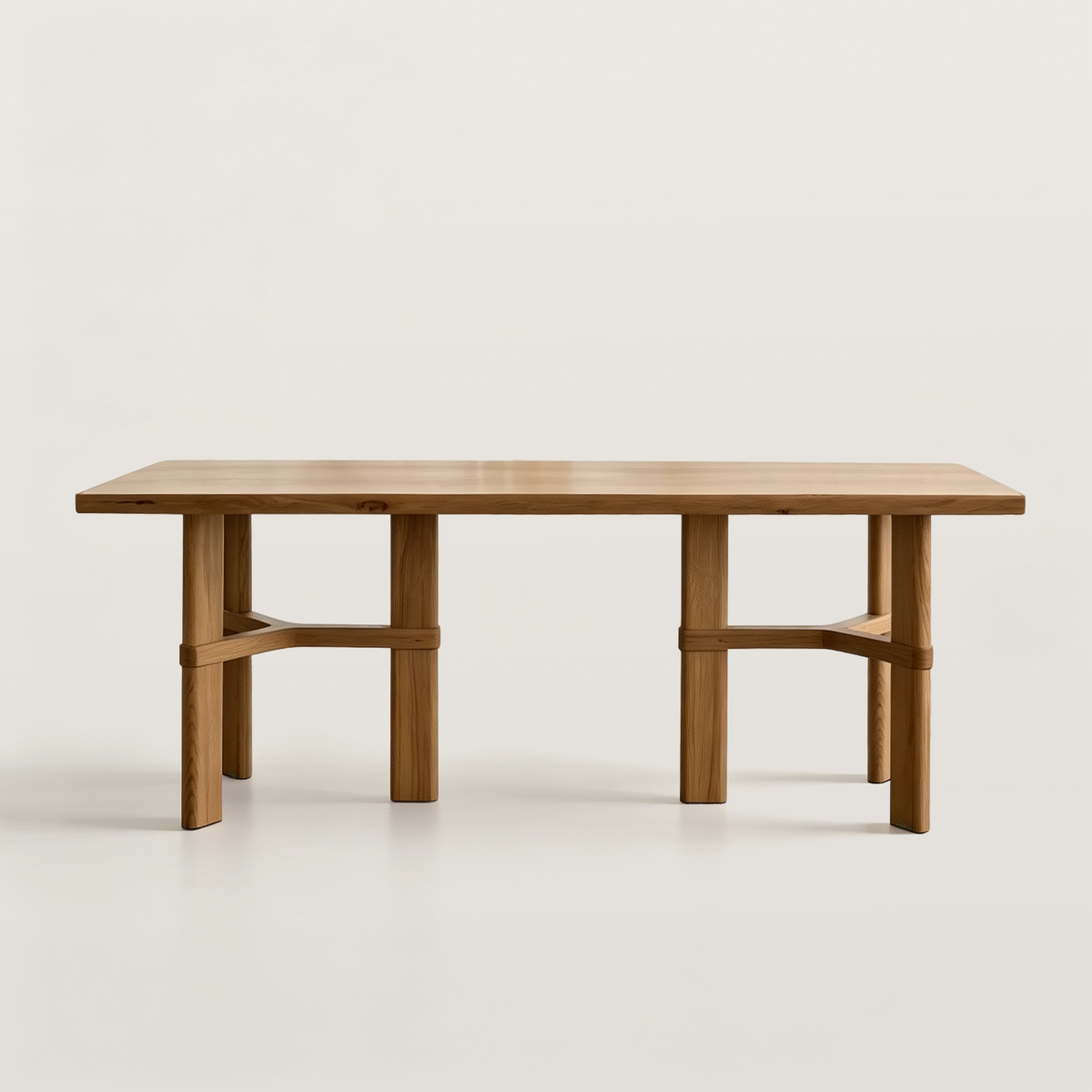 Wooden Dining Table with Thick Top and Reinforced Base