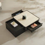 Modern Square Coffee Table with Open Side Tray