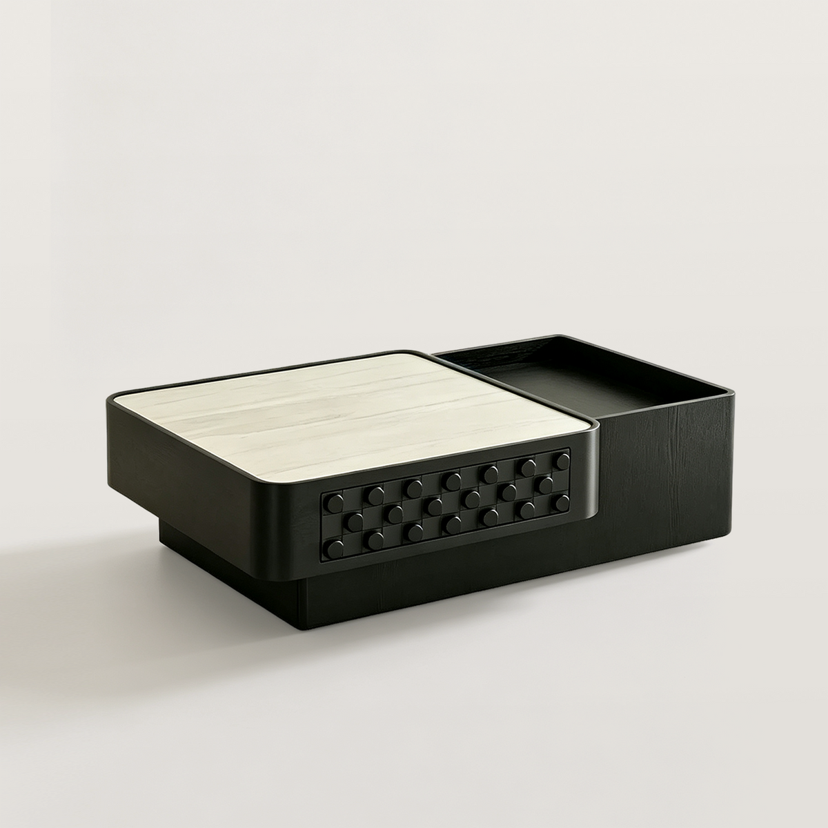 Modern Square Coffee Table with Open Side Tray