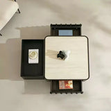 Modern Square Coffee Table with Open Side Tray