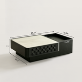Modern Square Coffee Table with Open Side Tray