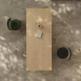 Wood Dining Table with Stone Finish Pedestal Bases