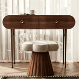 Makeup Vanity Desk with Rounded Corners and Gold Legs