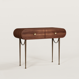 Makeup Vanity Desk with Rounded Corners and Gold Legs