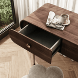 Makeup Vanity Desk with Rounded Corners and Gold Legs