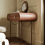 Makeup Vanity Desk with Rounded Corners and Gold Legs