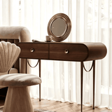 Makeup Vanity Desk with Rounded Corners and Gold Legs