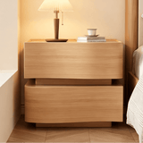 Modern Wood Bedside Table with Unique Curved Wave Front