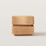 Modern Wood Bedside Table with Unique Curved Wave Front