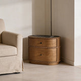 2-Drawer Nightstand with Sintered Stone Top and Vintage Trim