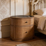 2-Drawer Nightstand with Sintered Stone Top and Vintage Trim