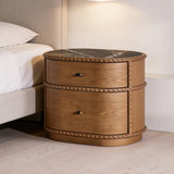 2-Drawer Nightstand with Sintered Stone Top and Vintage Trim