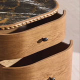 2-Drawer Nightstand with Sintered Stone Top and Vintage Trim